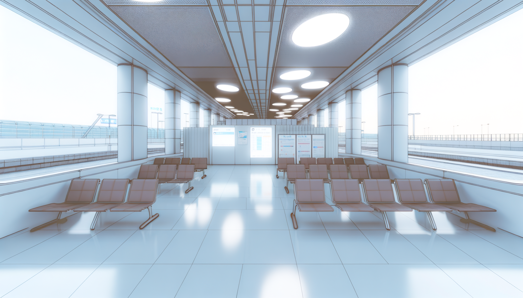 A modern Korean express bus terminal — clean lines, open space, the kind of place that makes you want to go somewhere